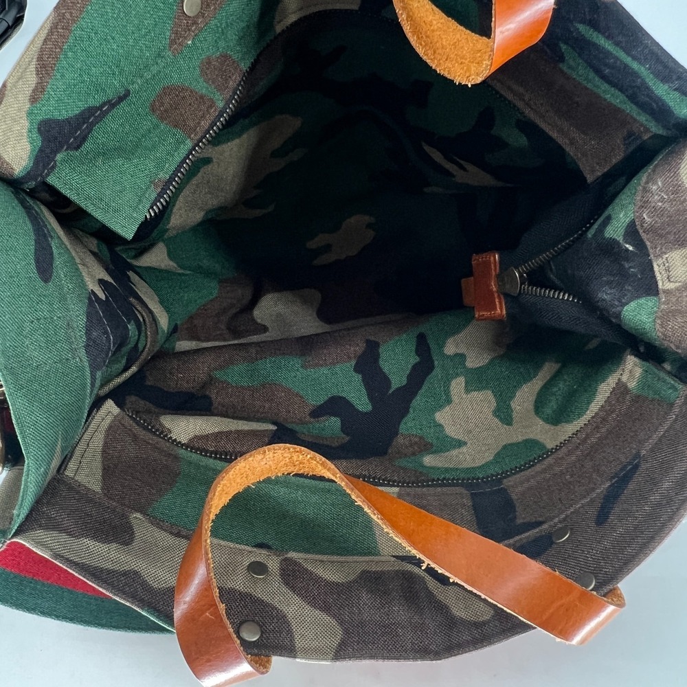 Parker Thatch Mimi Medium Camo Red Stripe Tote Bag Handbag - Picture 14 of 14